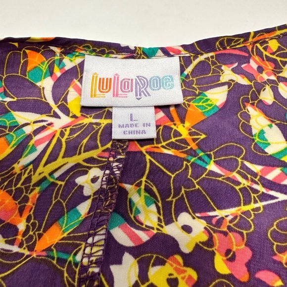 LuLaRoe Cover Up/Kimono Colorful Large Preowned, Excellent Condition - Picture 2 of 4